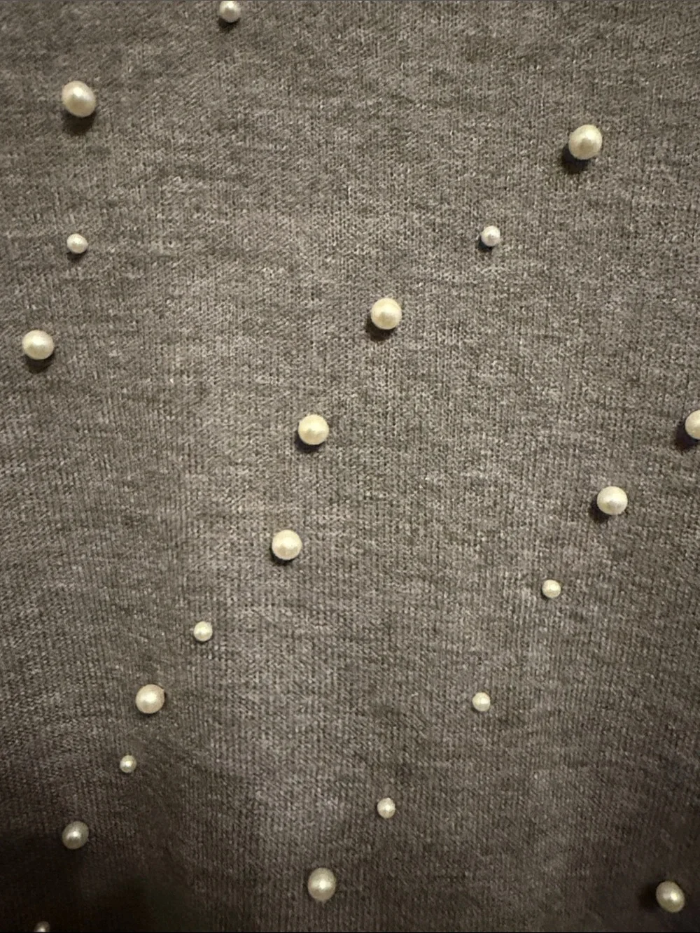 Zara Pearl-Embellished Gray Women's Sweater
